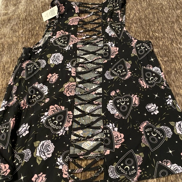 Floral‎ Planchette Strappy Back Girls Woven Tank Top Hot Topic Witchy Spooky - Picture 3 of 3